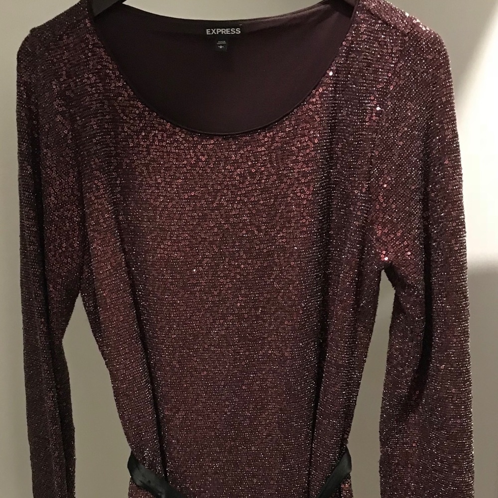 Maroon sequins mini dress